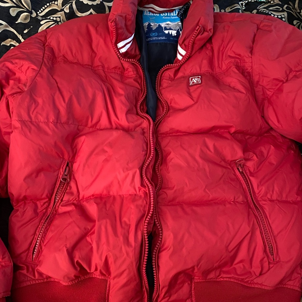 Vintage Aeropostale Heavyweight Quilted Puffer Jacket Sz Large Red Pacsun HM